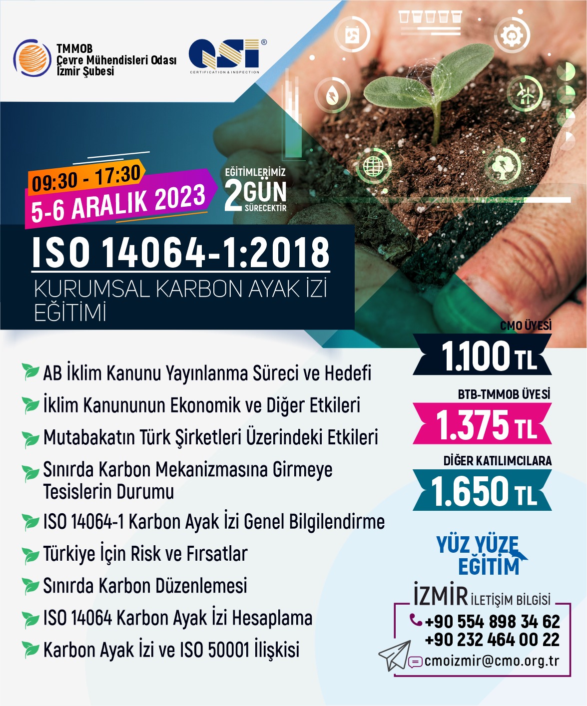 DUYURU: ISO 14064-1:2018 KURUMSAL KARBON AYAK İZİ BİLGİLENDİRME EĞİTİMİ