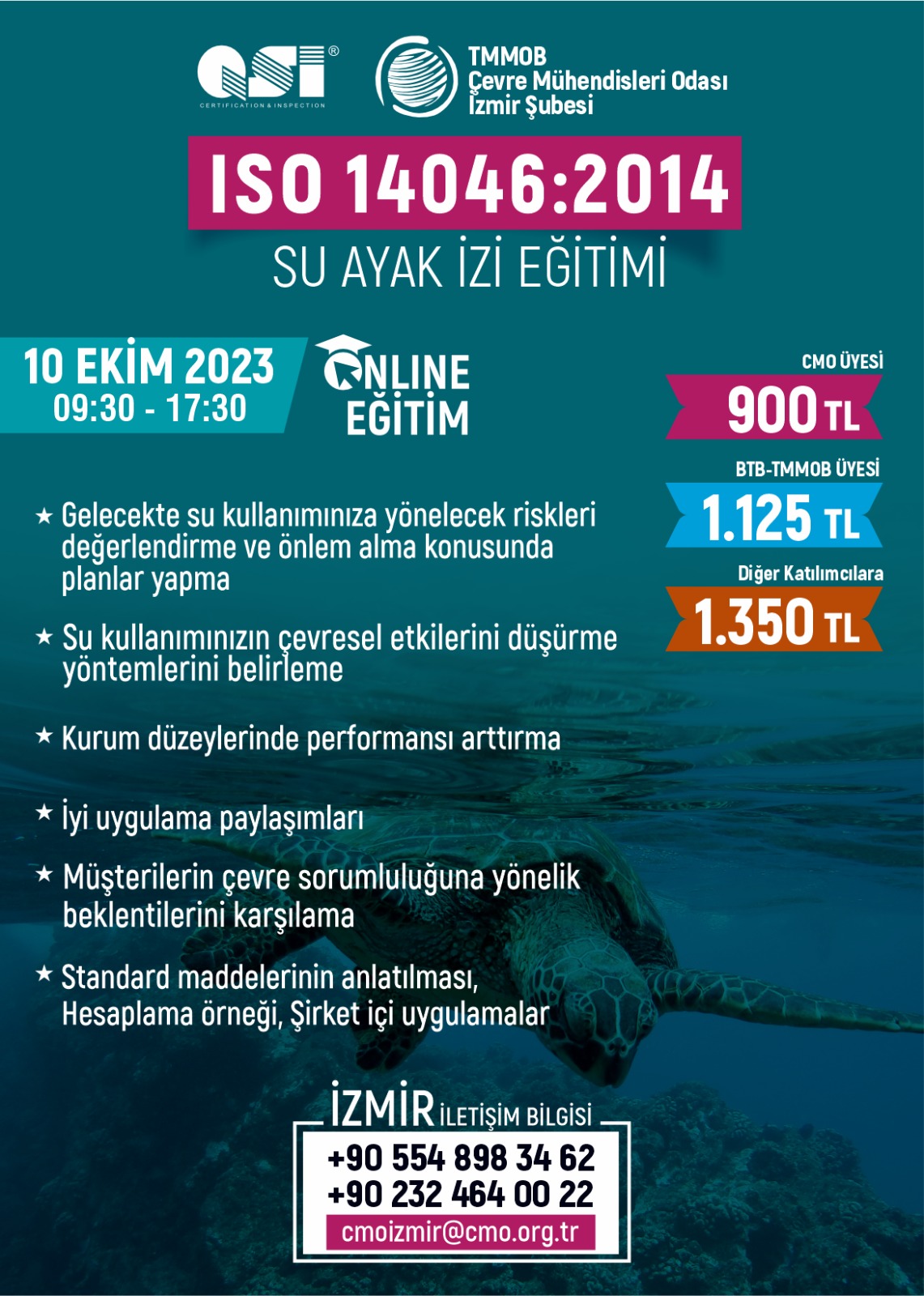 DUYURU: ISO 14046:2014 SU AYAK İZİ BİLGİLENDİRME EĞİTİMİ (ONLİNE)