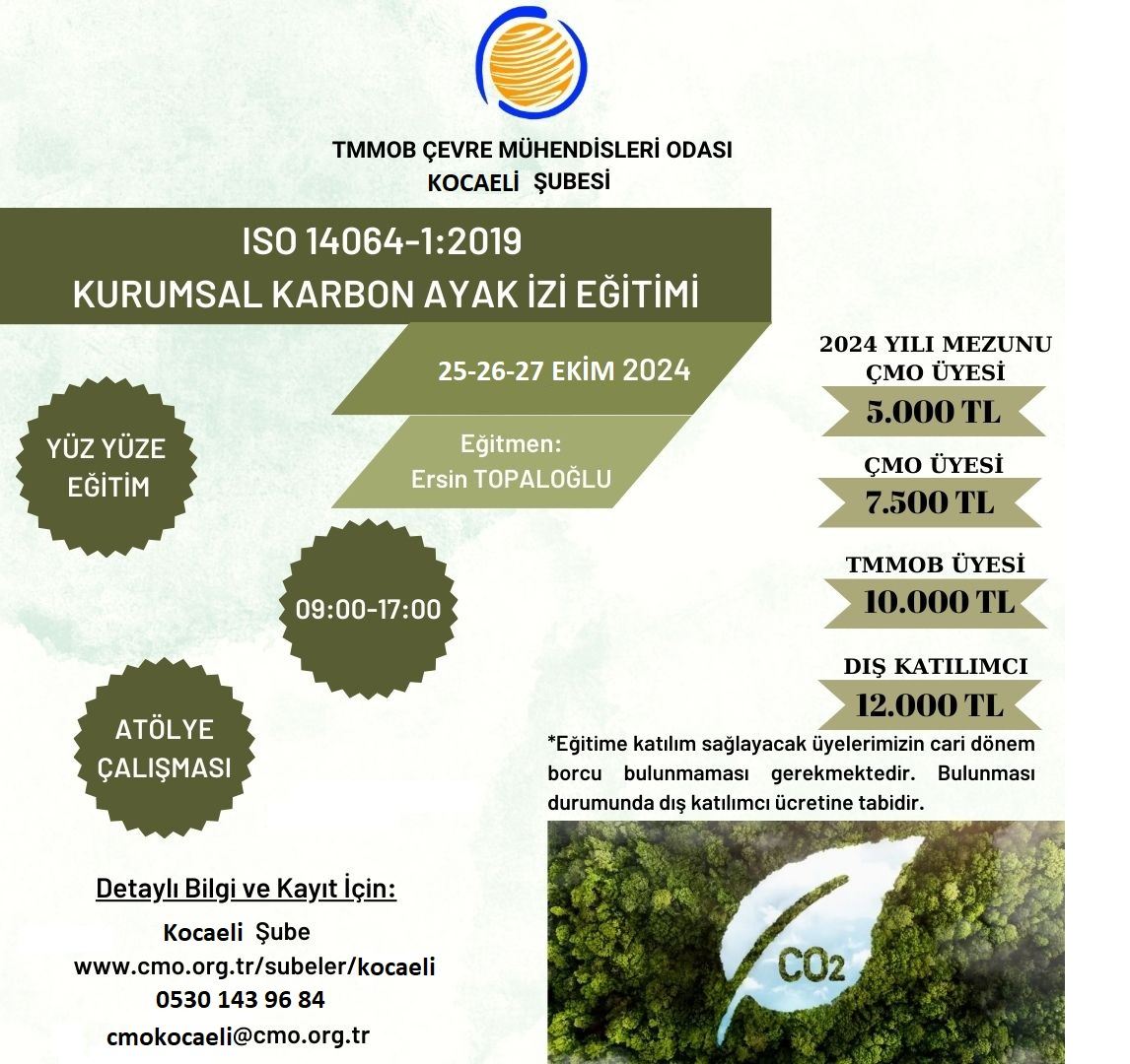 ISO 14064-1:2018 KURUMSAL KARBON AYAK İZİ BİLGİLENDİRME EĞİTİMİ (YÜZYÜZE)