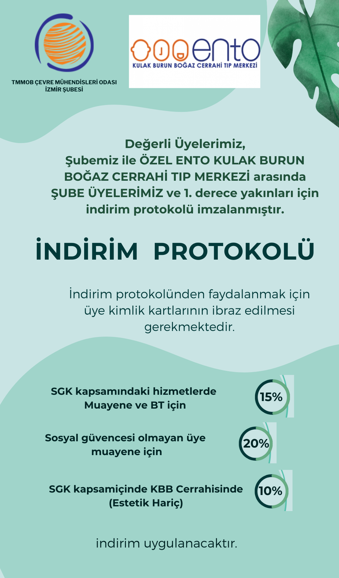 ENTO KULAK BURUN BOĞAZ CERRAHİ TIP MERKEZİ İLE İNDİRİM PROTOKOLÜ İMZALADIK! 