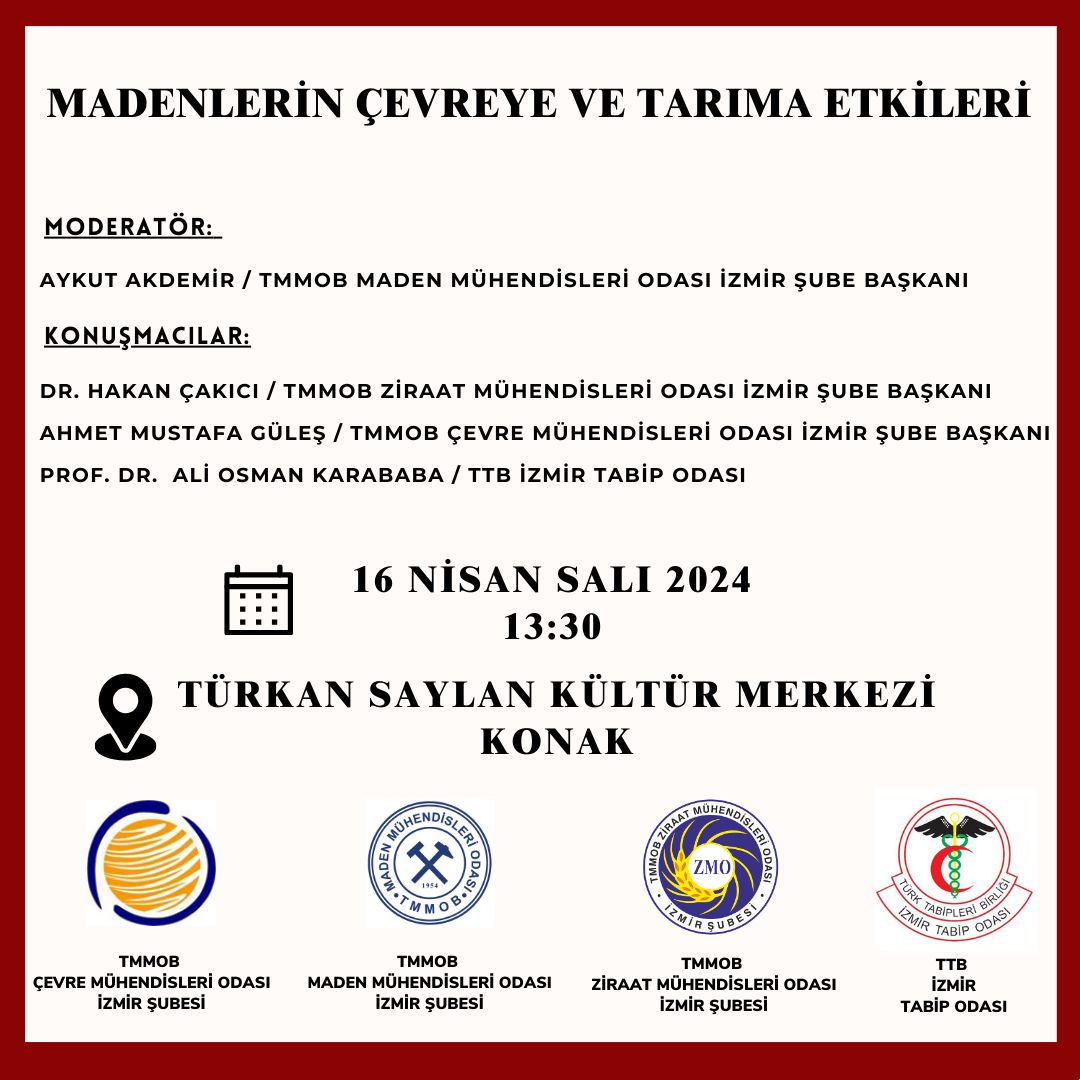 DUYURU: MADENLERİN ÇEVREYE VE TARIMA ETKİLERİ PANELİ  