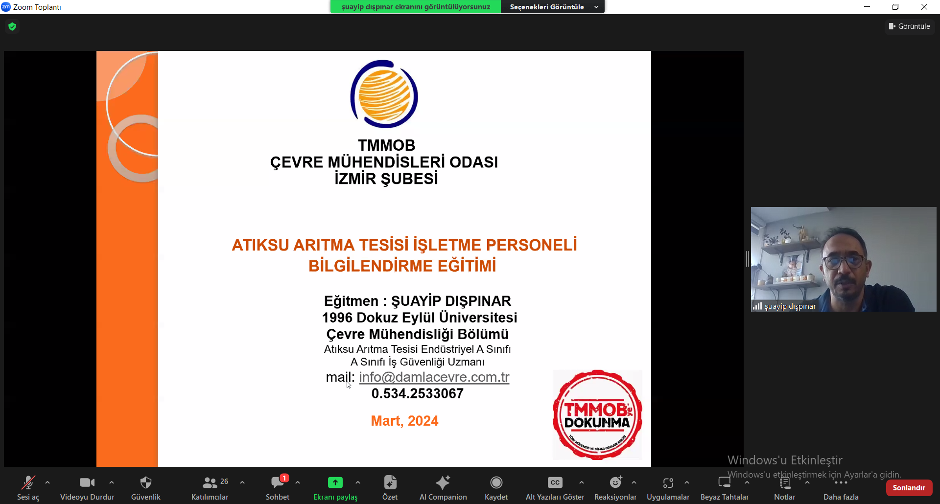 ATIKSU ARITMA TESİSİ İŞLETME PERSONELİ BİLGİLENDİRME EĞİTİMİNİ TAMAMLADIK.