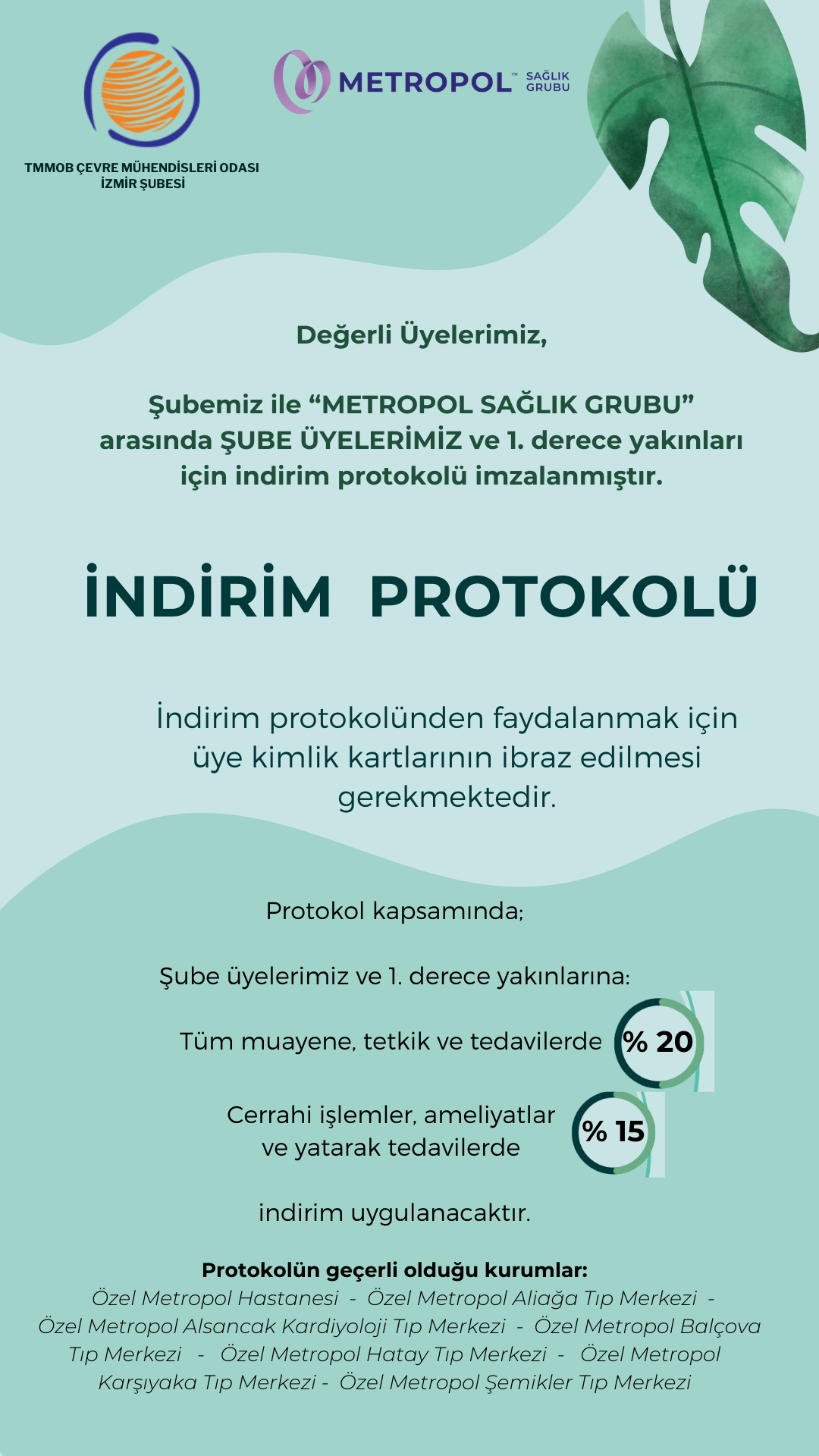 METROPOL SAĞLIK GRUBU İLE İNDİRİM PROTOKOLÜ İMZALADIK!