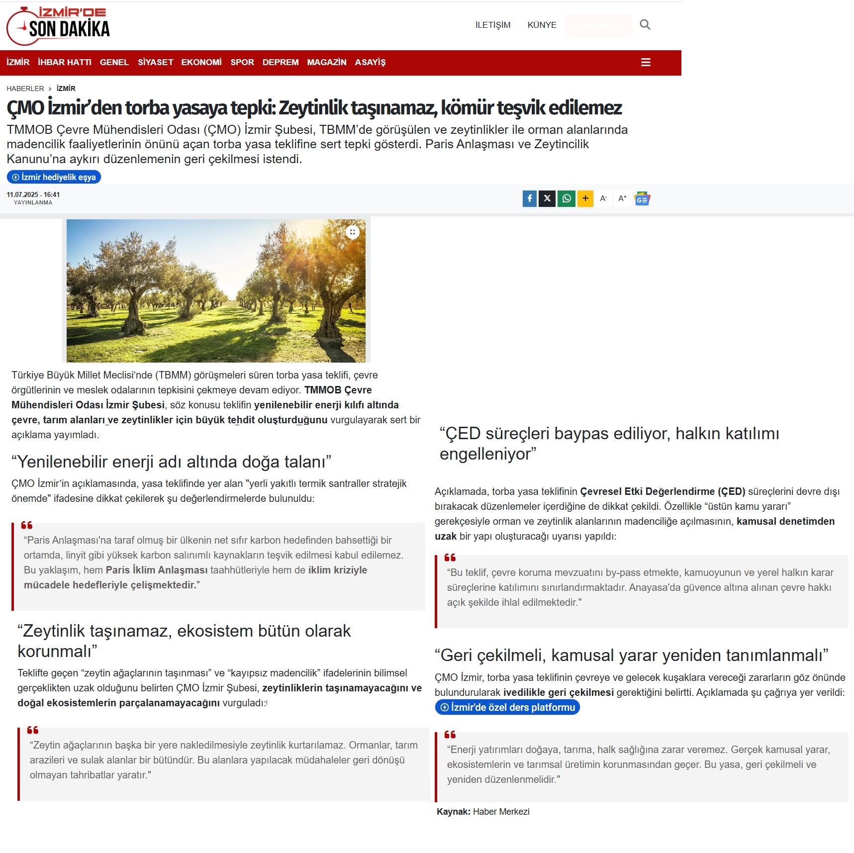 TORBA YASAYA İLİŞKİN BASINDA YER ALAN HABERLERİMİZ