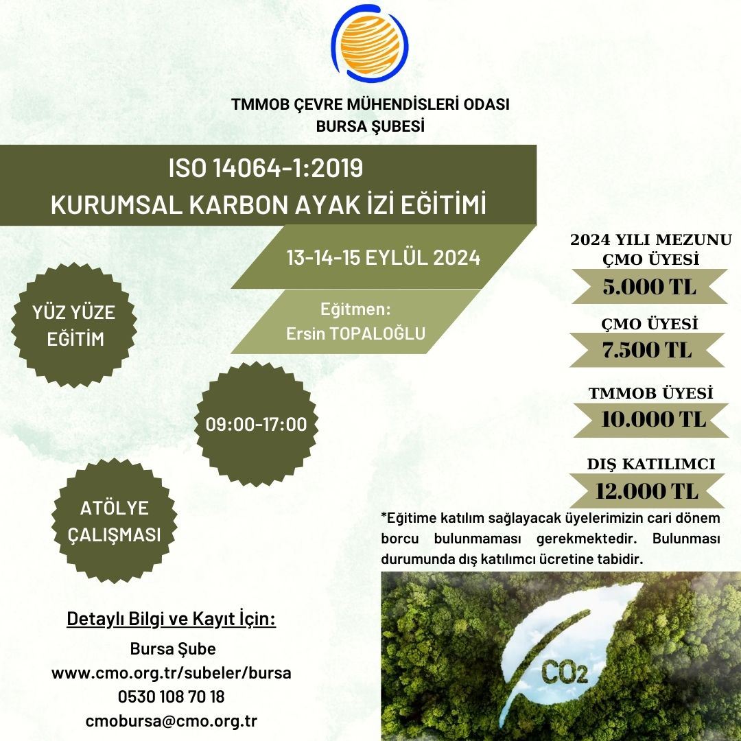 ISO 14064-1:2019 KURUMSAL KARBON AYAK İZİ EĞİTİMİ (YÜZ YÜZE)