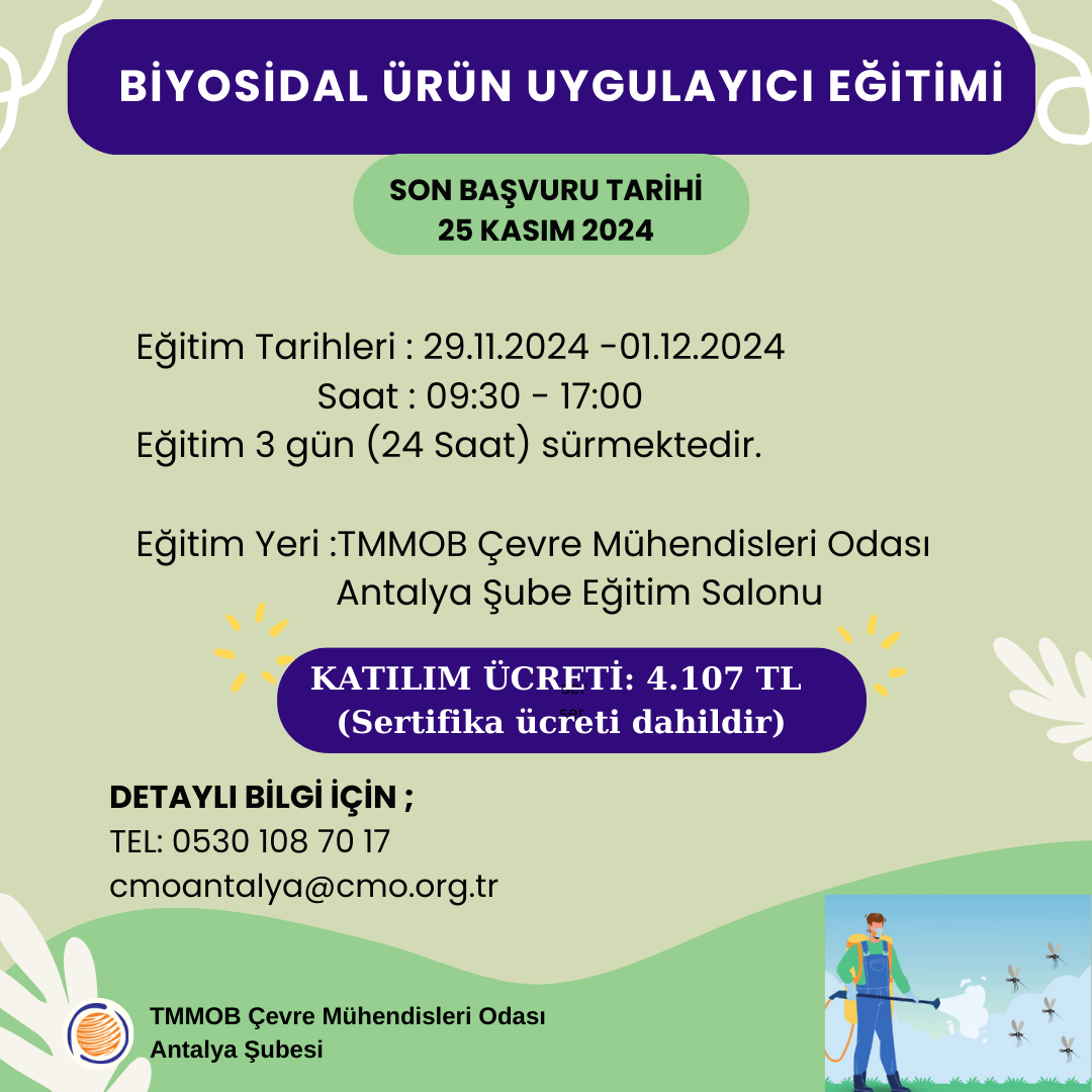 BİYOSİDAL ÜRÜN UYGULAYICI EĞİTİMİ DUYURUSU