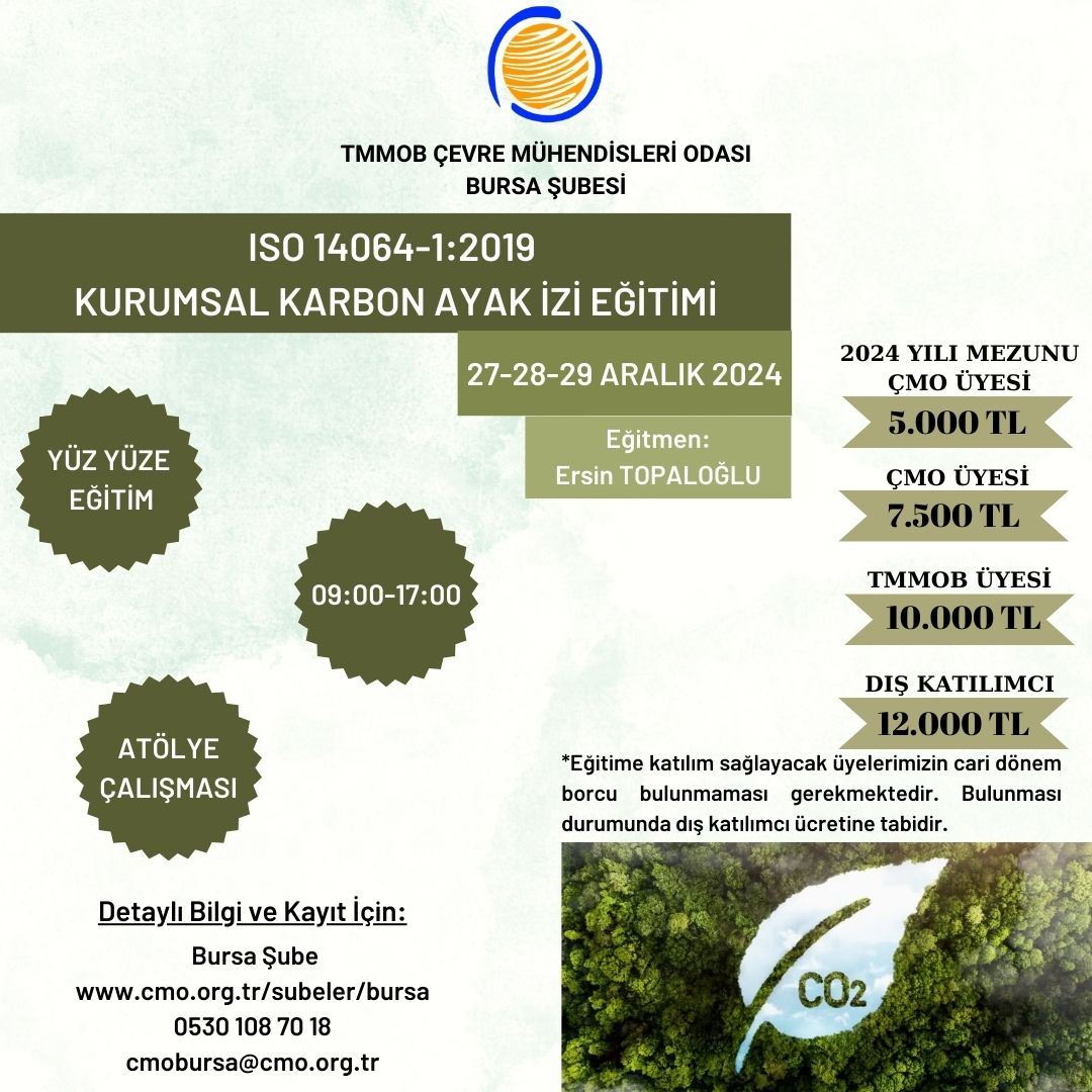 ISO 14064-1:2019 KURUMSAL KARBON AYAK İZİ EĞİTİMİ (YÜZ YÜZE)