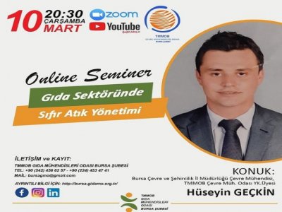 GIDA SEKTÖRÜNDE SIFIR ATIK YÖNETİMİ ONLİNE SEMİNERİMİZİ GERÇEKLEŞTİRDİK.
