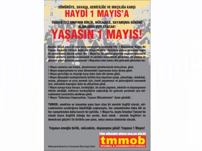 SÖMÜRÜYE, SAVAŞA, GERİCİLİĞE VE IRKÇILIĞA KARŞI
HAYDİ 1 MAYISA