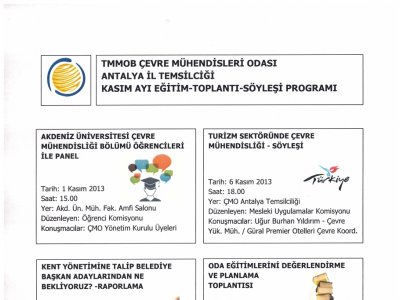 TEMSİLCİLİĞİMİZ KASIM AYI EĞİTİM, TOPLANTI VE SÖYLEŞİ PROGRAMI