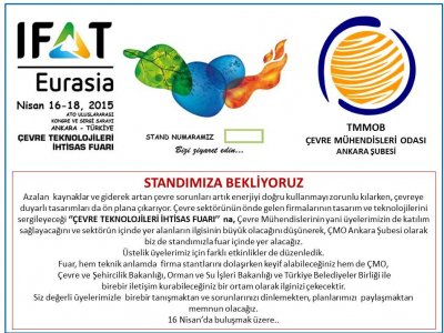 IFAT EURASIA ÇEVRE TEKNOLOJİLERİ İHTİSAS FUARI