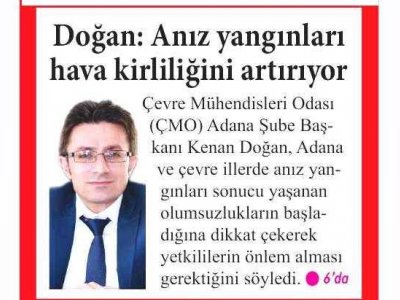 BAŞKANIMIZ SN. KENAN DOĞAN`IN ANIZ YANGINLARI İLE İLGİLİ AÇIKLAMASININ BASIN YANSIMALARI; `ANIZ YANGINLARI ÇEVRE KİRLİLİĞİNE NEDEN OLUYOR...`