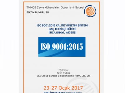 ISO 9001:2015 KALİTE YÖNETİM SİSTEMİ BAŞ TETKİKÇİ EĞİTİMİ 
(IRCA ONAYLI A17955)
