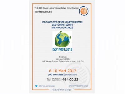 ISO 14001:2015 ÇEVRE YÖNETİM SİSTEMİ BAŞ TETKİKÇİ EĞİTİMİ 
(IRCA ONAYLI A17903)
