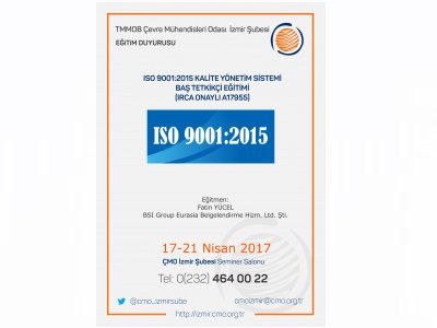 ISO 9001:2015 KALİTE YÖNETİM SİSTEMİ BAŞ TETKİKÇİ EĞİTİMİ 
(IRCA ONAYLI A17955)
