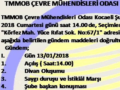 TMMOB ÇEVRE MÜHENDİSLERİ ODASI 3. OLAĞAN GENEL KURUL ÇAĞRISI