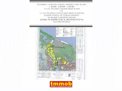 İSTANBUL, AVRUPA YAKASI, REZERV YAPI ALANI 1. ETAP- 2.ETAP3.ETAP 1/5.000 ÖLÇEKLİ NAZIM İMAR PLANI VE 1/1.000 ÖLÇEKLİ UYGULAMA İMAR PLANINA İLİŞKİN İTİRAZ DİLEKÇELERİ 