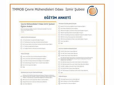 ÇEVRE MÜHENDİSLERİ ODASI İZMİR ŞUBESİ- EĞİTİM ANKETİ