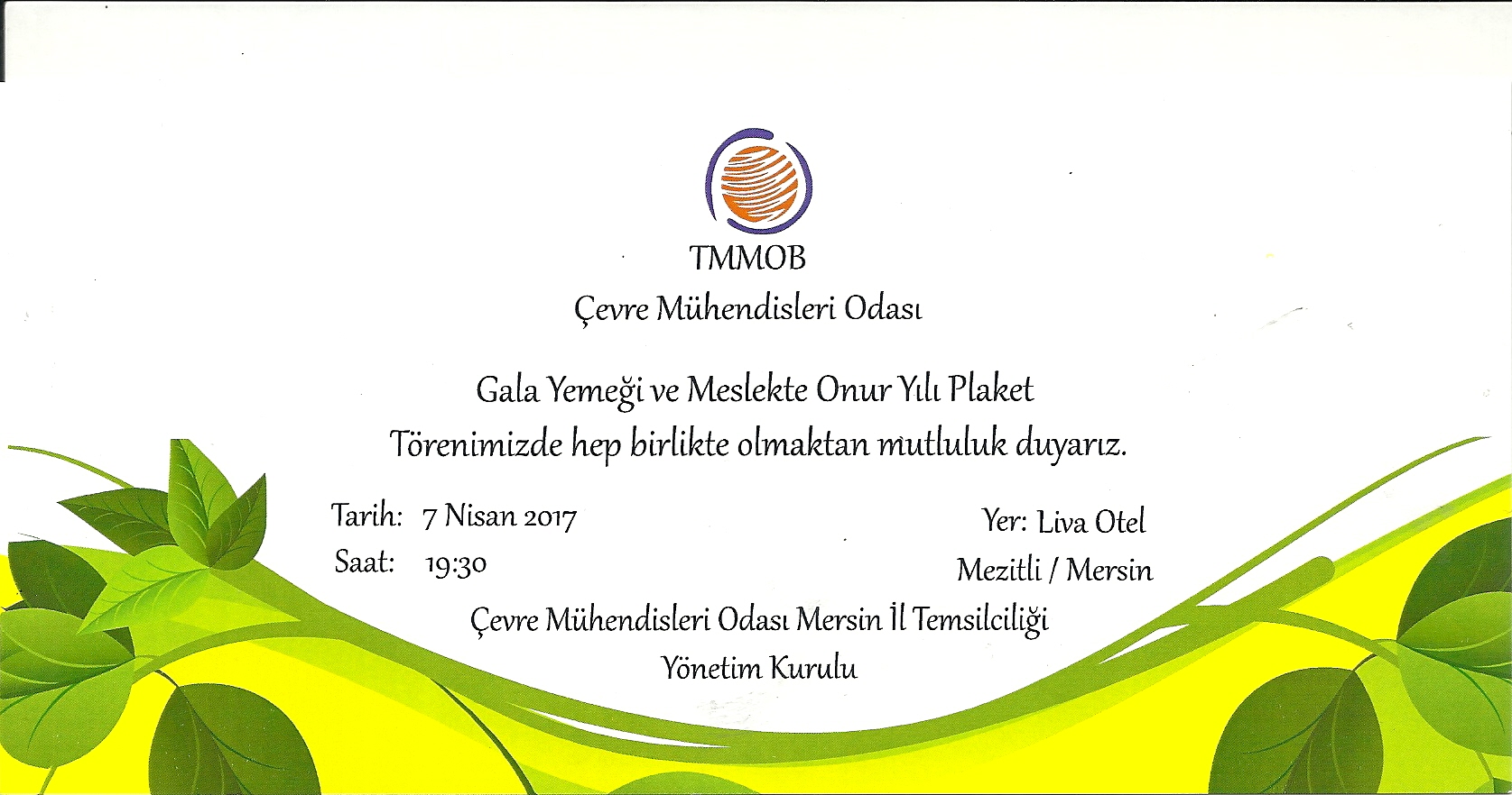 "GALA YEMEĞİ VE MESLEKTE ONUR YILI PLAKET ÖDÜL TÖRENİ`