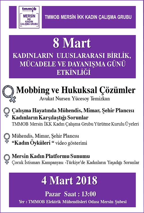 8 MART KADINLARIN ULUSLARARASI BİRLİK, MÜCADELE VE DAYANIŞMA GÜNÜ