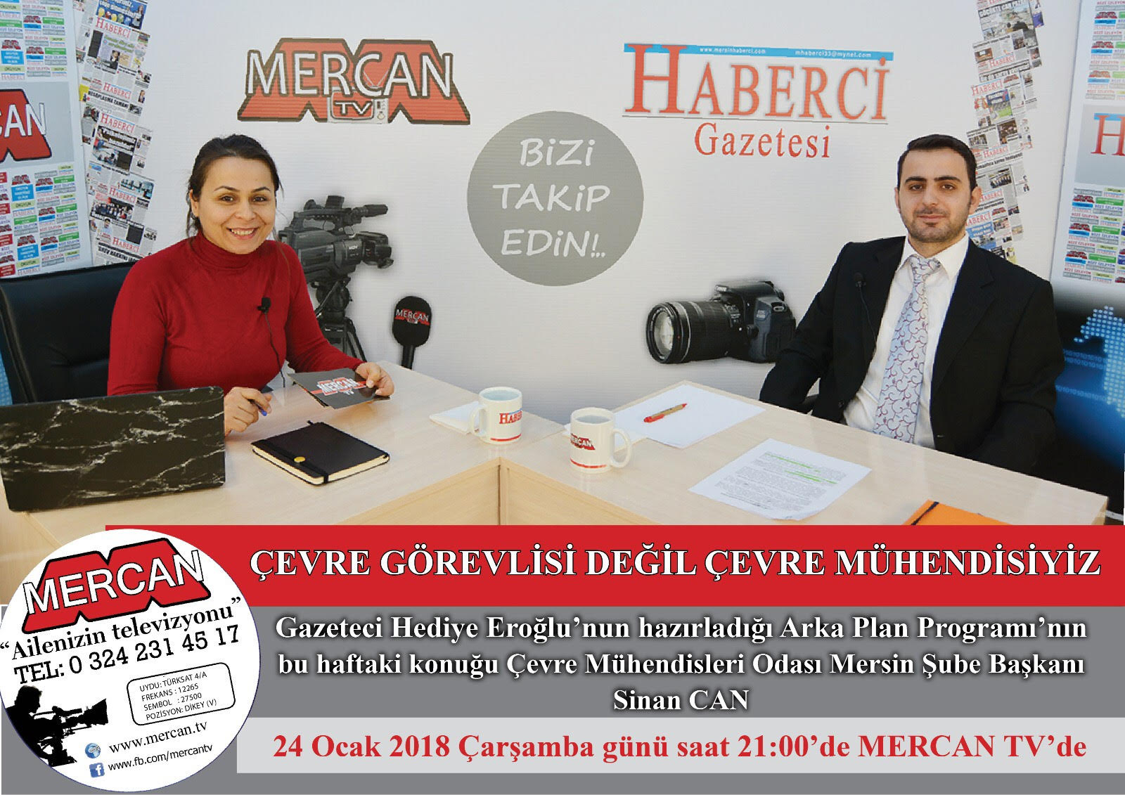 ÇEVRE MÜHENDİSLERİ ODASI MERSİN ŞUBE BAŞKANI SİNAN CAN MERCAN TV DE YAYINLANAN `ARKA PLAN `PROGRAMINA KATILDI