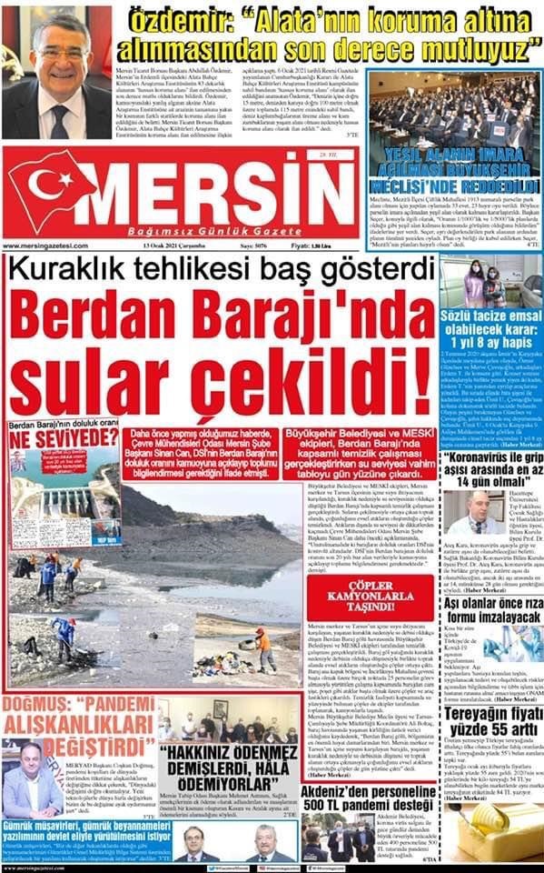 BERDAN BARAJINDA SULAR ÇEKİLİYOR(MERSİN GAZETESİ 13 OCAK 2021